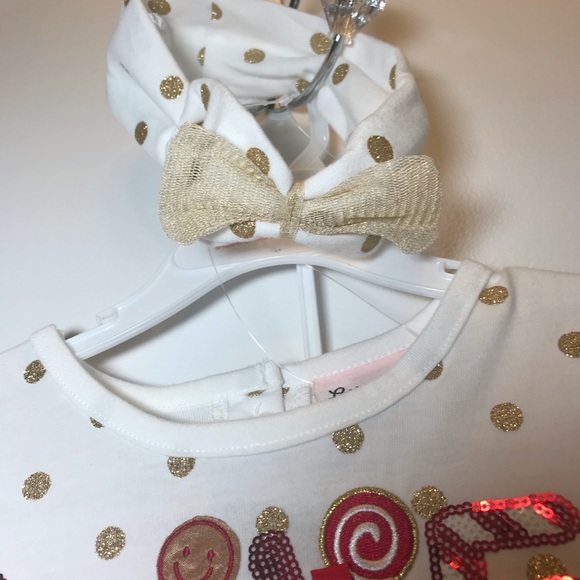 Little Lass Toddler Gold n Red Christmas outfit-4T - Picture 3 of 8